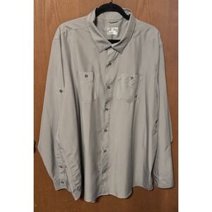 Under Armour Heat Gear Loose Gray Button Up Long Sleeve Shirt Top Sz 3XL Tb3